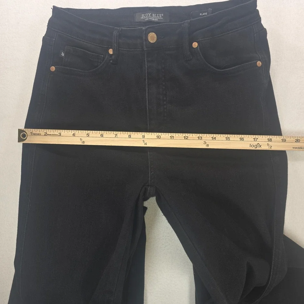 Judy Blue Black Flare Jeans High Rise Raw Hem JB88599 Womens 13/31